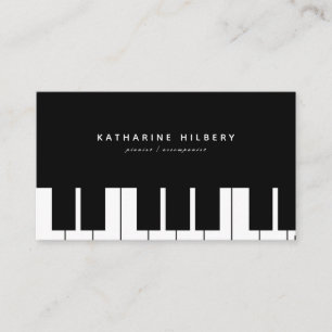 Affärskortet Piano Tangentbord minimalist Black Visitkort