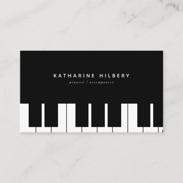 Affärskortet Piano Tangentbord minimalist Black Visitkort (Framsida)