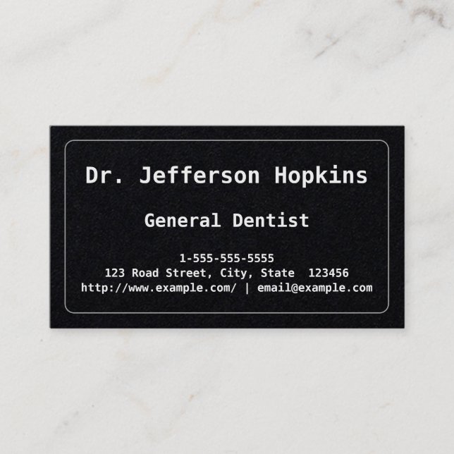 Affärskortet Plain General Dentist Visitkort (Framsida)