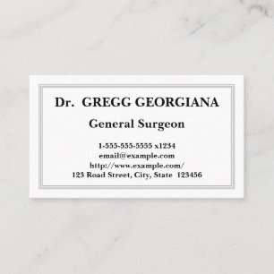 Affärskortet Plain General Surgeon Visitkort