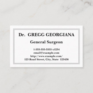 Affärskortet Plain General Surgeon Visitkort