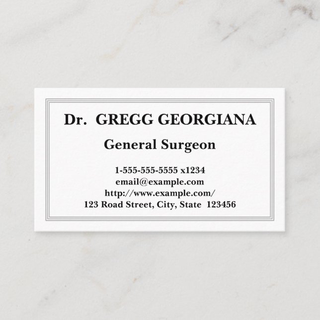 Affärskortet Plain General Surgeon Visitkort (Framsida)