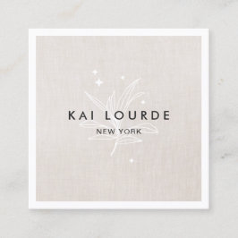 Affärskortet Plant Lövs Beige Square Fyrkantigt Visitkort