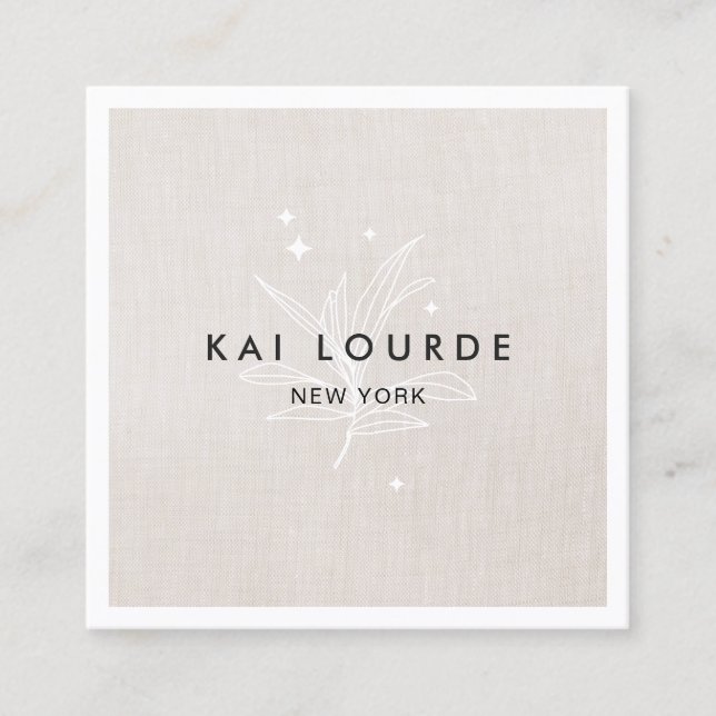 Affärskortet Plant Lövs Beige Square Fyrkantigt Visitkort (Framsida)