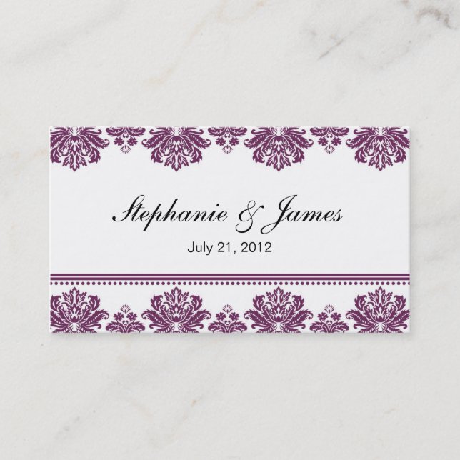 Affärskortet Plum Damask Wedding Visitkort (Framsida)