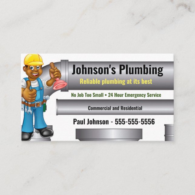 Affärskortet Plumber African American Visitkort (Framsida)