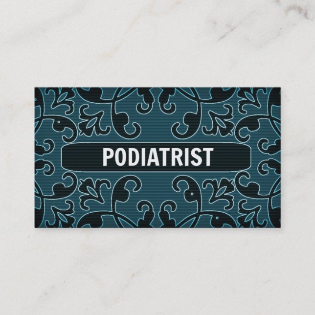 Affärskortet Podiatrist Teal Damask Visitkort (Framsida)