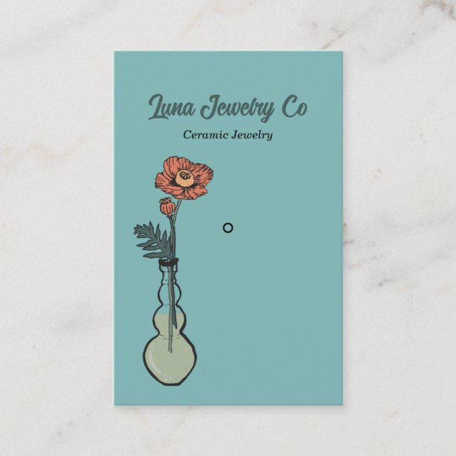 Affärskortet Poppy Blommigt Jewelry Pin Visitkort (Framsida)