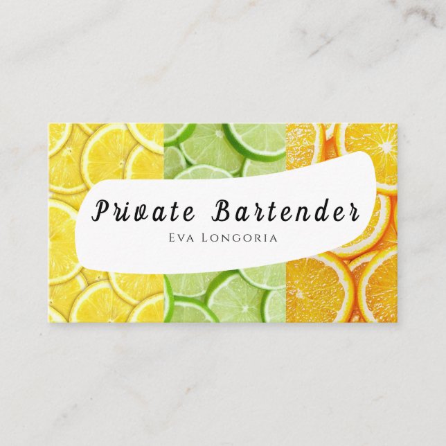 Affärskortet Private Bartender Visitkort (Framsida)