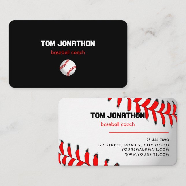 Affärskortet professionell Baseball Coach Visitkort (Fram/baksida)
