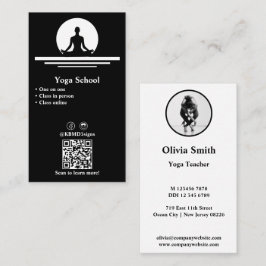 Affärskortet professionell Black & White Yoga Lojalitetskort