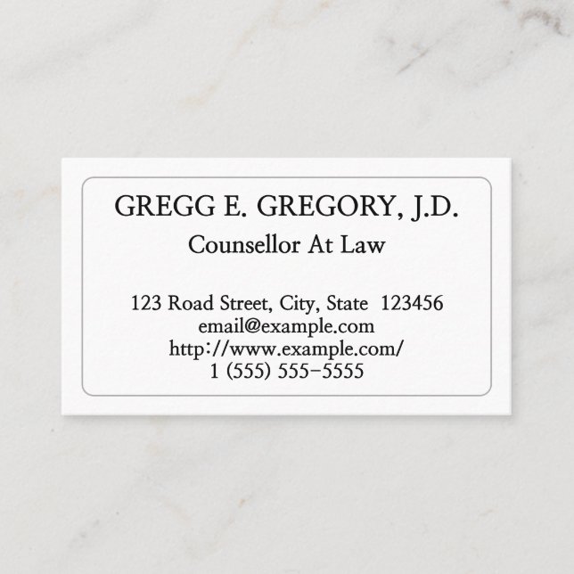 Affärskortet professionell Counselat at Law Visitkort (Framsida)