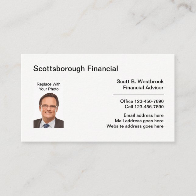 Affärskortet Professionell Financial Advisor Visitkort (Framsida)