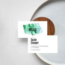 Affärskortet professionell Modern Grönt vattenfärg Visitkort
