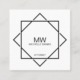 Affärskortet professionell Monogram Black & White Fyrkantigt Visitkort