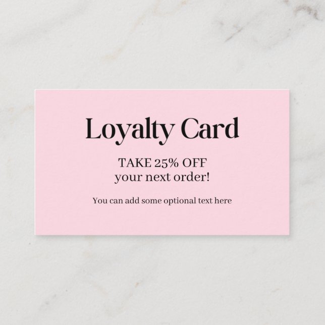 Affärskortet professionell Simple Pinks Loyalty Visitkort (Baksida)