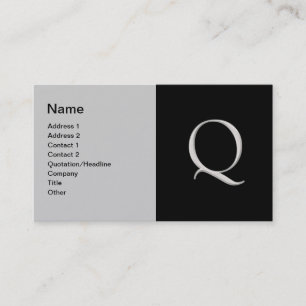 Affärskortet "Q" för upphöjt Silver Brev Visitkort