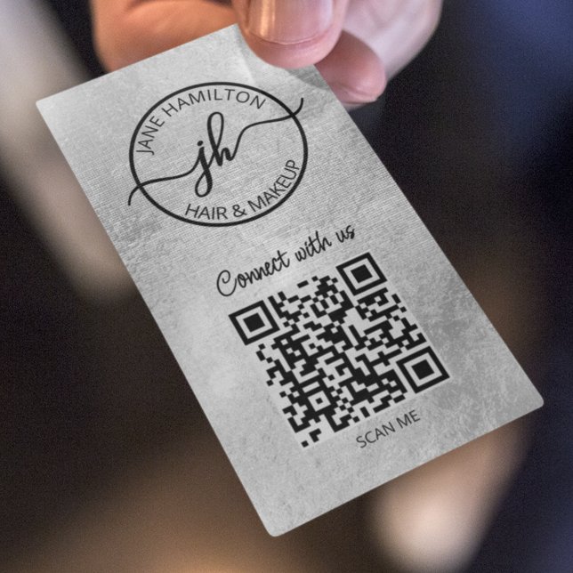 Affärskortet QR Code Business Logotyp Silver Visitkort (Skapare uppladdad)