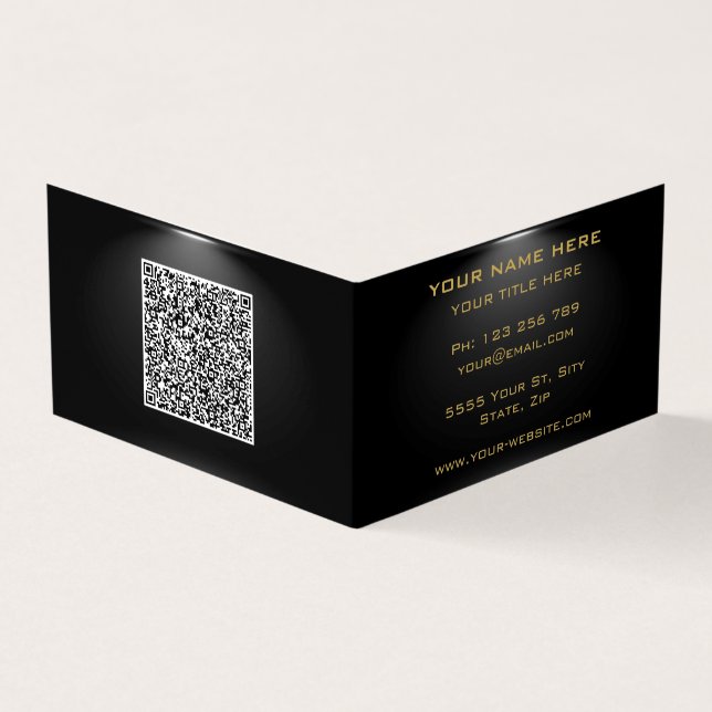 Affärskortet QR Code Guld Black Professionell Visitkort (Utsida)