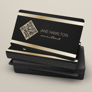Affärskortet QR Code Guld Modern Profile Visitkort