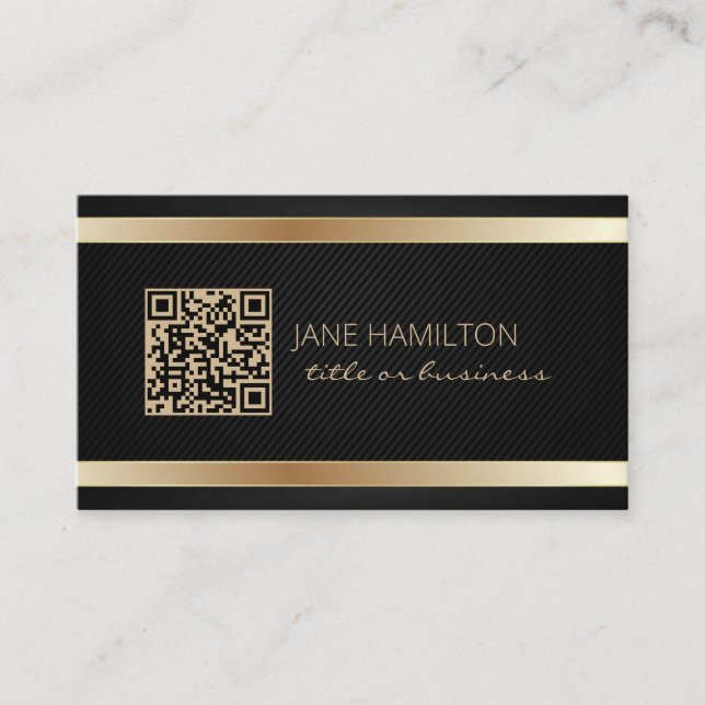Affärskortet QR Code Guld Modern Profile Visitkort (Framsida)