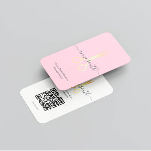 Affärskortet QR Code Guld Scissor Hairstylist Visitkort
