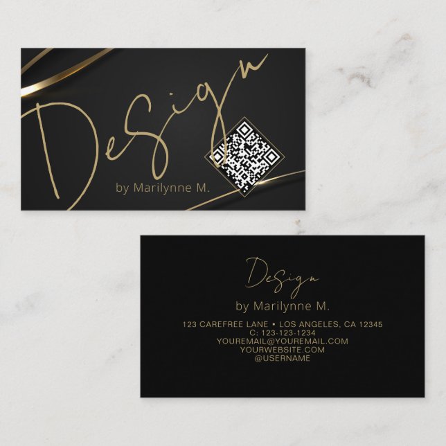 Affärskortet QR Code Modern Chic Design Visitkort (Fram/baksida)