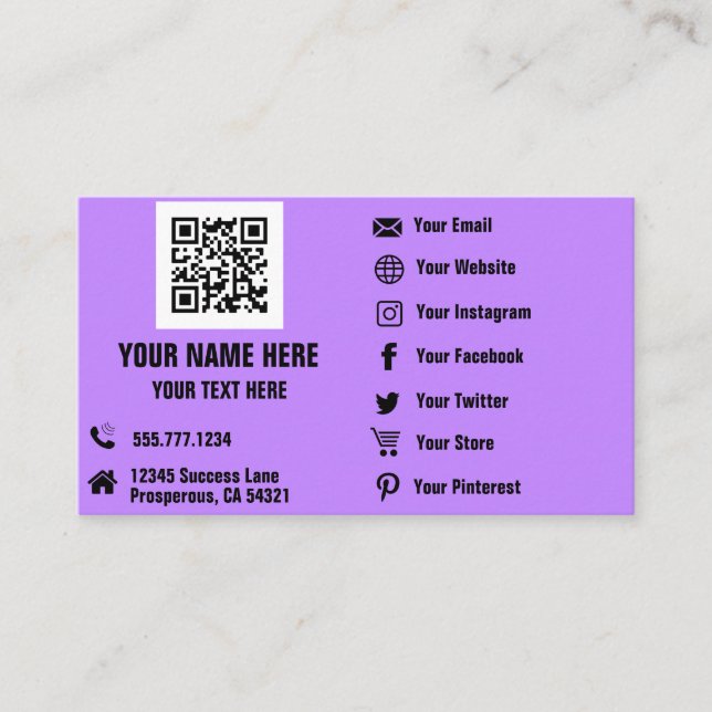 Affärskortet QR Code Social Media Hologram Visitkort (Framsida)