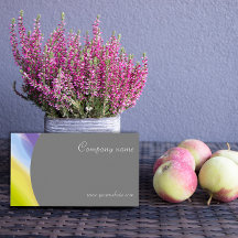 Affärskortet QR grått-lavender med minimal abstrak