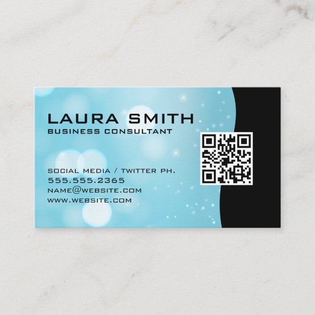 Affärskortet QR-kod/Blue Boke-Abstrakt Visitkort (Framsida)