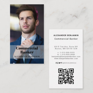 Affärskortet QR-kod för affärsbanksfoto Visitkort