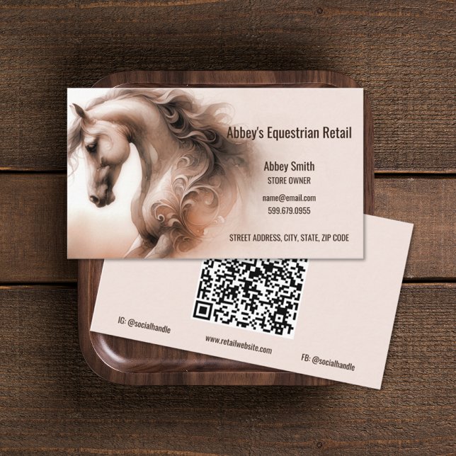 Affärskortet QR-kod för häst från Equestrian Visitkort (Horse Equestrian QR Code Business Card (front and back))