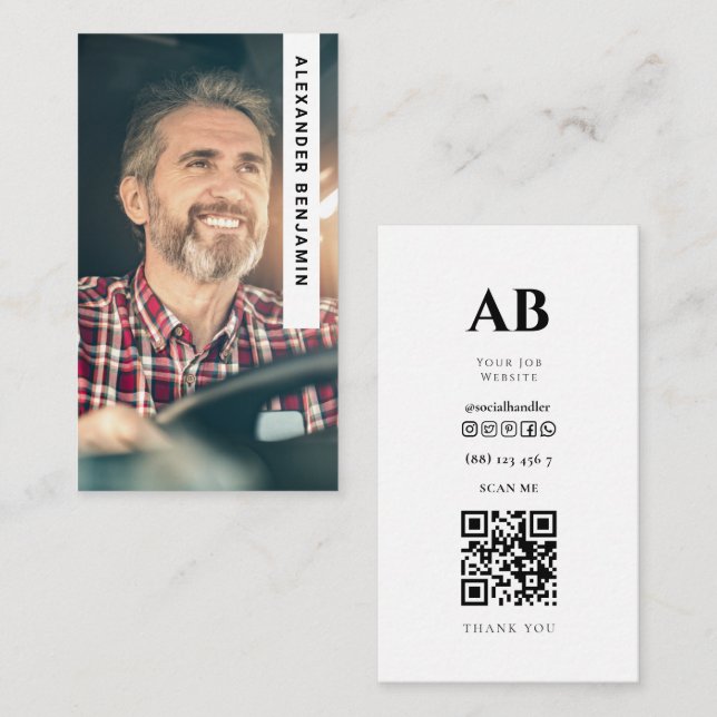 Affärskortet QR-kod för Lastbil-drivrutinsfoto Visitkort (Fram/baksida)