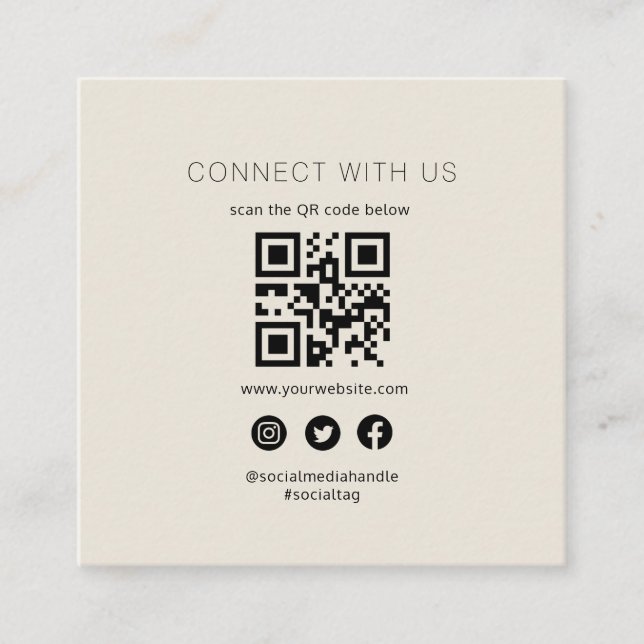 affärskortet QR-kod för Social-media Fyrkantigt Visitkort (Framsida)