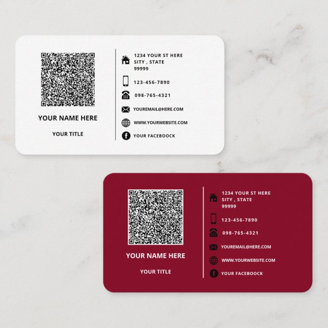 Affärskortet QR-kodsökning och textval Välj Färg Visitkort (Fram/baksida)