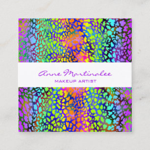 Affärskortet Rainbow Colorful Animal Print Square Fyrkantigt Visitkort