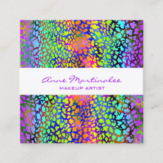 Affärskortet Rainbow Colorful Animal Print Square Fyrkantigt Visitkort
