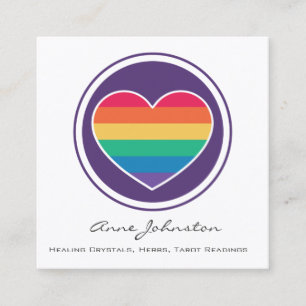 Affärskortet Rainbow Heart Square Fyrkantigt Visitkort