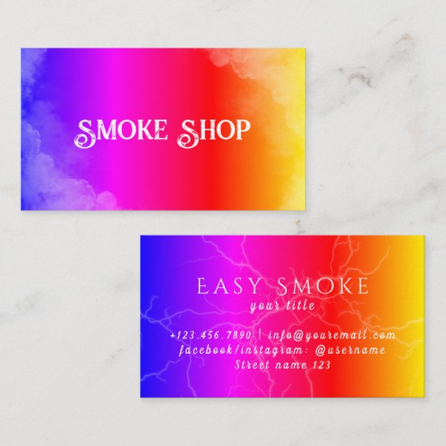 Affärskortet Rainbow Smoke Shop Vape Visitkort (Fram/baksida)