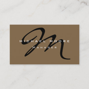Affärskortet Raw Umber Brown Monogram Manager Visitkort