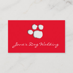 Affärskortet Red Elegant Hund Walking Paw Print Visitkort