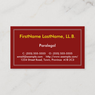 Affärskortet Red & Eyecatching Paralegal Visitkort