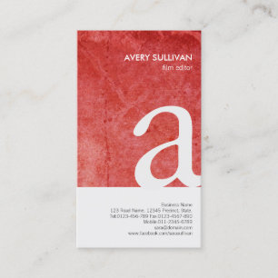 Affärskortet Red Grunge Monogram i Film Editor Visitkort