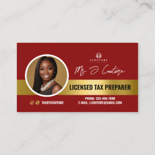 Affärskortet Red & Guld Tax Preparer Accounting Visitkort