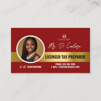 Affärskortet Red & Guld Tax Preparer Accounting Visitkort