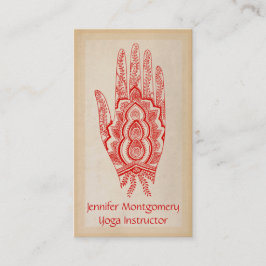 Affärskortet Red Henna Hand Yoga Instructor Visitkort