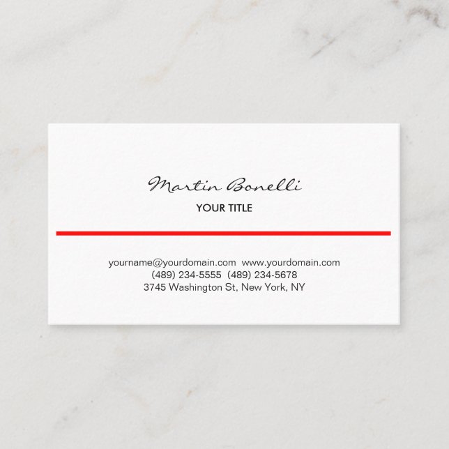 Affärskortet Red Line Black White Handwrite Visitkort (Framsida)