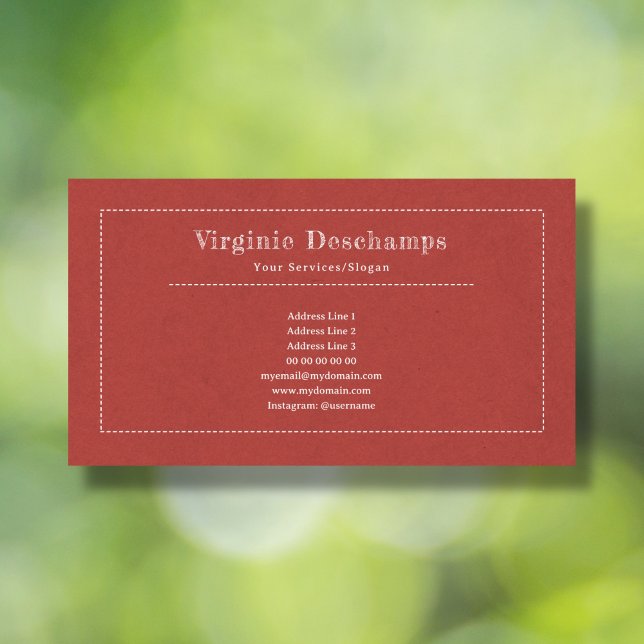 Affärskortet Red Minimalist Kraft Rustic Visitkort (Kraft & Rustic Red Business Card)