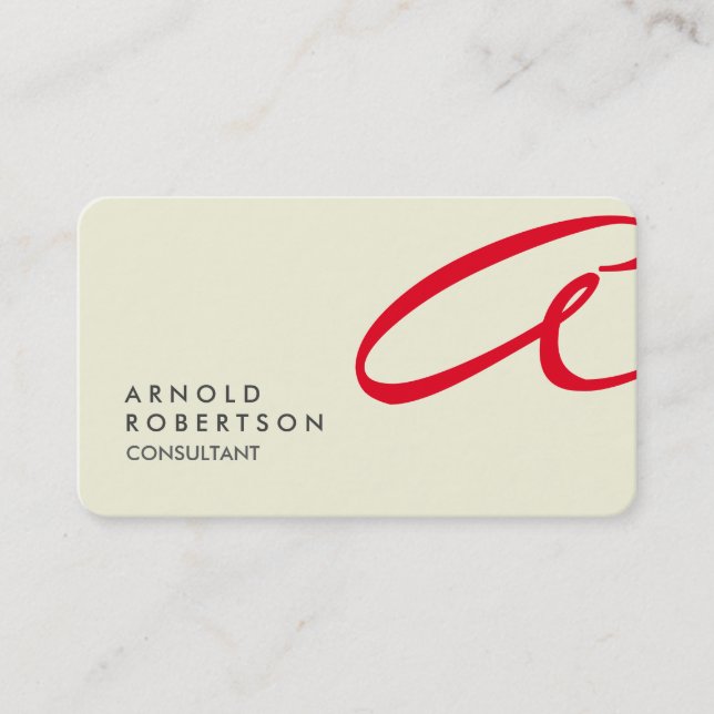 Affärskortet Red Monogram Plain Beige Trendig Visitkort (Framsida)