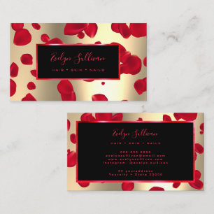 Affärskortet Red Petals Faux Gold Foil Visitkort
